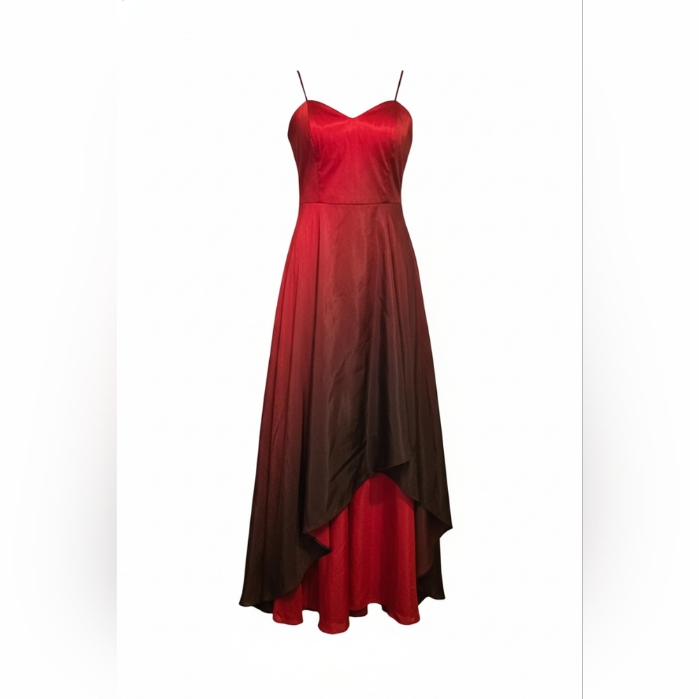 Chic Red and Black High Low Dress